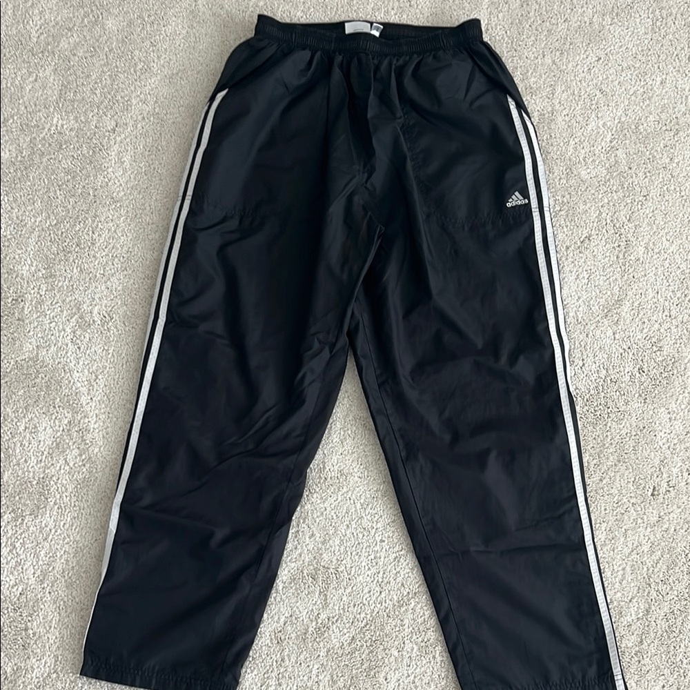 Adidas Black Joggers with White Stripes